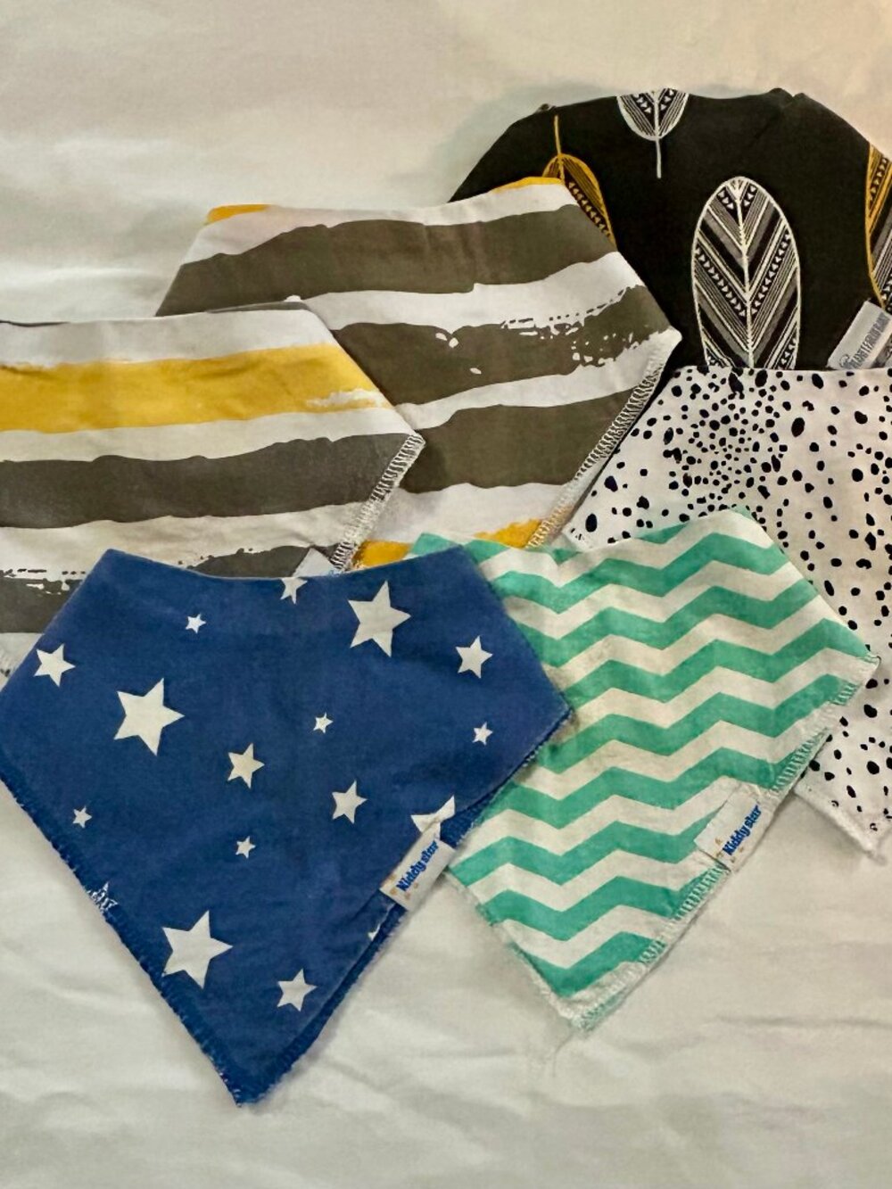 6 Pack Baby Bandana Bibs with Snaps - Like New and Good Condition